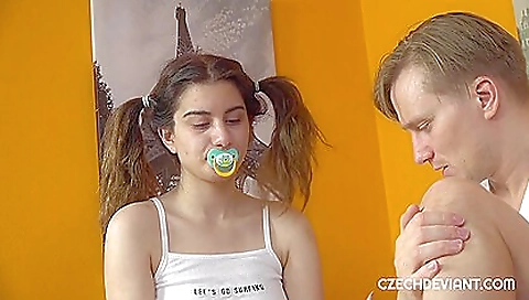 Sexy brunette gets creampie and fucked