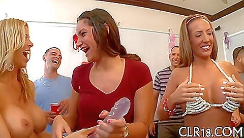 Sexy brunette hair with dildo fucks herself